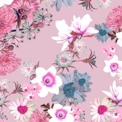 Printed premium linen - Floral Pink