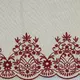 Viscose Linen Embroidery Border- Scallop Floral Bordeaux