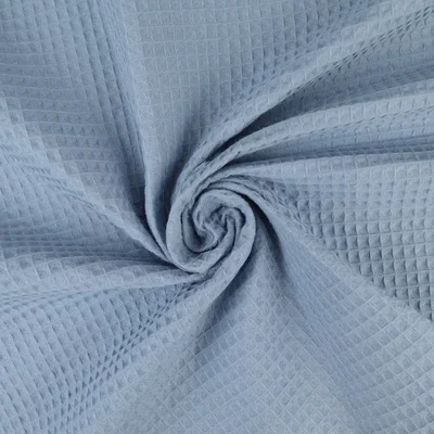 Waffle Pique Cotton Fabric  - Baltique Blue - cupon 80cm