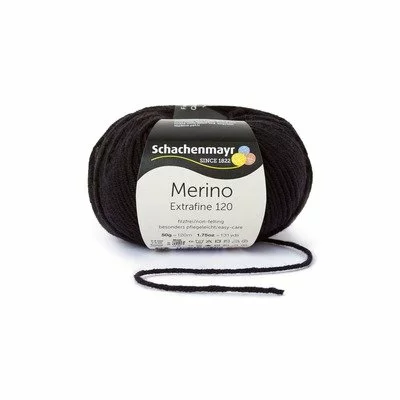 Wool Yarn - Merino Extrafine 120 Black 00199