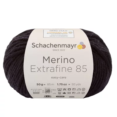 Wool Yarn - Merino Extrafine 85 Black 00299