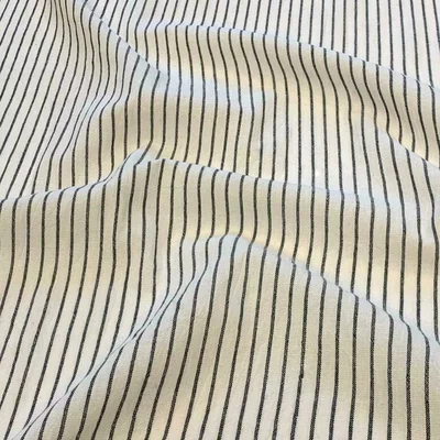 Woven Cotton with stripes - Tisla Blanc