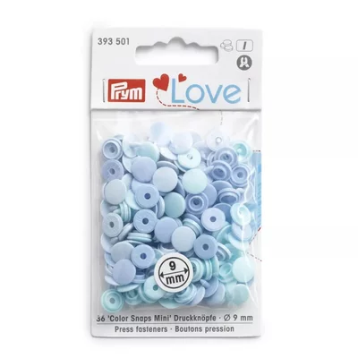 Capse rotunde din plastic Prym Love 9 mm- Blue- pachet 36 buc