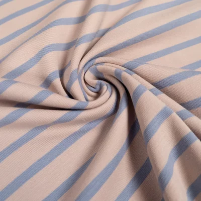 Jerse de bumbac - Breton Stripes Linen Blue