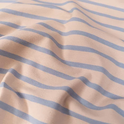 Jerse de bumbac - Breton Stripes Linen Blue