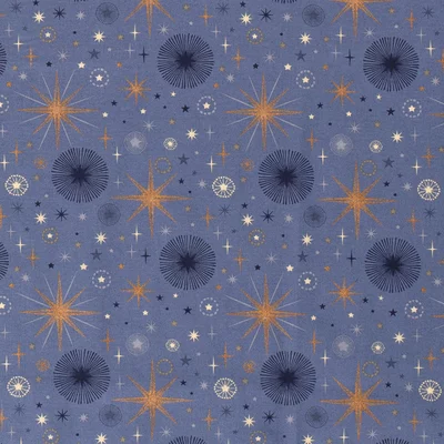 Material bumbac Craciun - Constellations Indigo