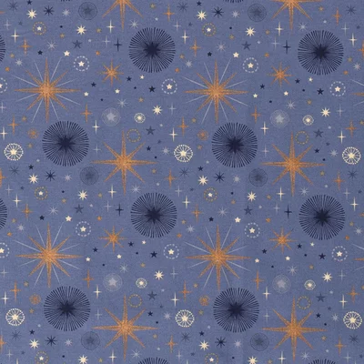 Material bumbac Craciun - Constellations Indigo - cupon 23cm