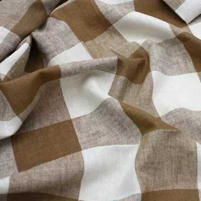 Material in si vascoza - Yarn Dyed Checks Light Brown