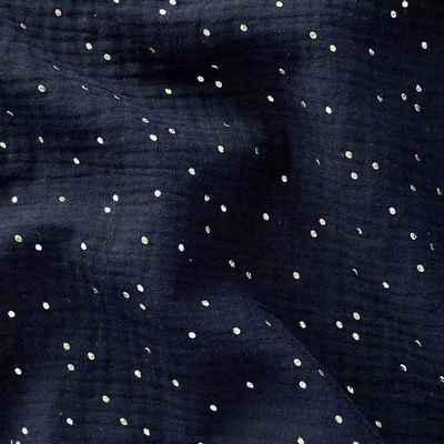 Muselina cu buline aurii - Glitz Nuit - cupon 50cm