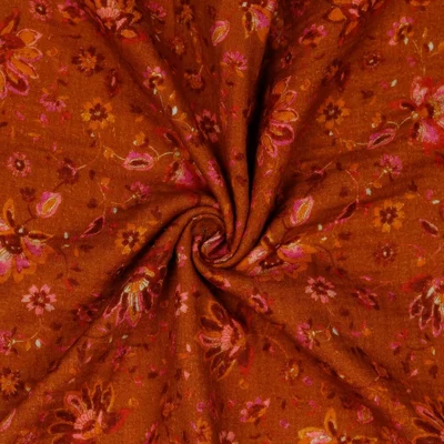 Muselina imprimata digital - Paisley Dark Orange