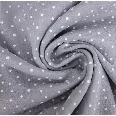 Muselina imprimata - Little Dots Grey - cupon 43cm