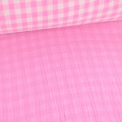 Muselina in carouri Vichy - Bonbon Pink