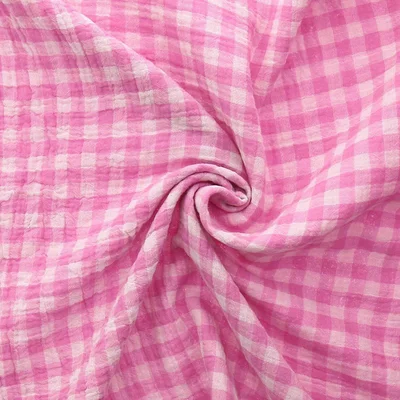 Muselina in carouri Vichy - Bonbon Pink