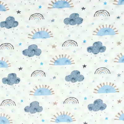 Plush Minky Dot - Sun & Rain Dusty Blue