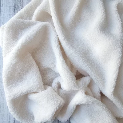 Plush Teddy Sherpa Boucle - Ecru - cupon 80cm (cu defect)