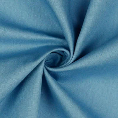 Poplin bumbac uni - Blue Shadow - cupon 134x50cm