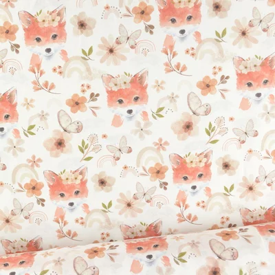 Poplin imprimat digital - Cute Foxes