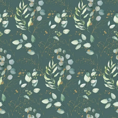 Poplin imprimat digital - Eucalyptus Leaves Green