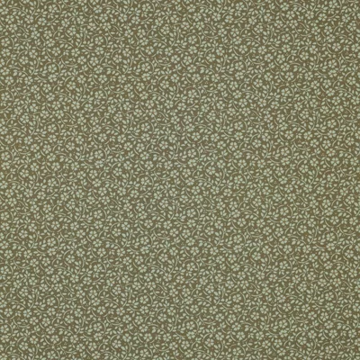 Poplin imprimat - Flowers and Dots Moss green