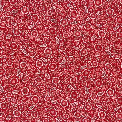 Poplin imprimat - Folk Floral Crimson