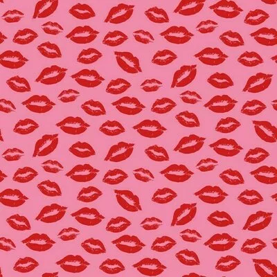 Poplin imprimat - Kisses for you Pink