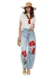 Blugi dama albastru deschis premium balloon summer 2026 cu imprimeu maci