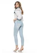 Blugi dama albastru deschis premium elastici cu talie inalta nasturi bijuterie