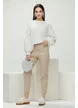 Blugi dama bej cu strasuri croi conic material premium elastic