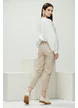 Blugi dama bej cu strasuri croi conic material premium elastic