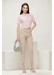Blugi dama bej cu strasuri croi conic material premium elastic