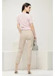 Blugi dama bej cu strasuri croi conic material premium elastic