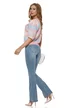 Blugi dama evazati premium albastru deschis talie medie curea inclusa