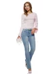 Blugi dama evazati premium albastru deschis talie medie curea inclusa