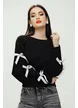 Blugi dama gri cu strasuri croi drept material premium prespalat