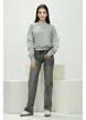 Blugi dama gri cu strasuri croi drept material premium prespalat