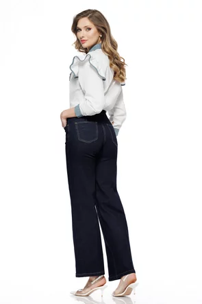 Blugi dama indigo premium drepti elastici cu efect push-up