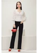 Blugi dama negri cu strasuri premium elastici croi drept talie medie material supersoft