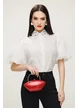 Blugi dama negri cu strasuri premium elastici croi drept talie medie material supersoft