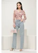 Blugi dama premium albastru deschis cu multe strasuri argintii talie inalta elastici