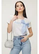 Blugi dama premium cu strassuri drept albastru deschis usor elastici 