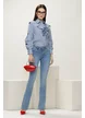 Blugi dama premium evazati albastru deschis cu efect push-up talie medie