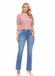 Blugi dama premium evazati albastru deschis elastic talie medie