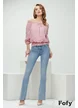 Blugi dama premium evazati elastici albastru deschis talie medie