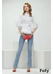 Blugi dama premium evazati elastici albastru deschis talie medie