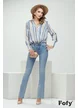 Blugi dama premium evazati elastici albastru deschis talie medie