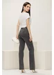 Blugi dama premium gri cu aplicatii strasuri degrade talie inalta elastici