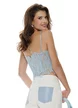 Blugi dama wide premium cloud dancer 2026 elastic cu buzunre baby blue cu strassuri