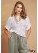Bluza dama alba de vara stil plaseta