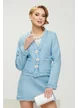 Bluza dama alba diafana din voal cu structuri florale 3D si colier din cristale