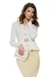 Bluza dama alba din vascoza premium cu peplum si accesorii aurii